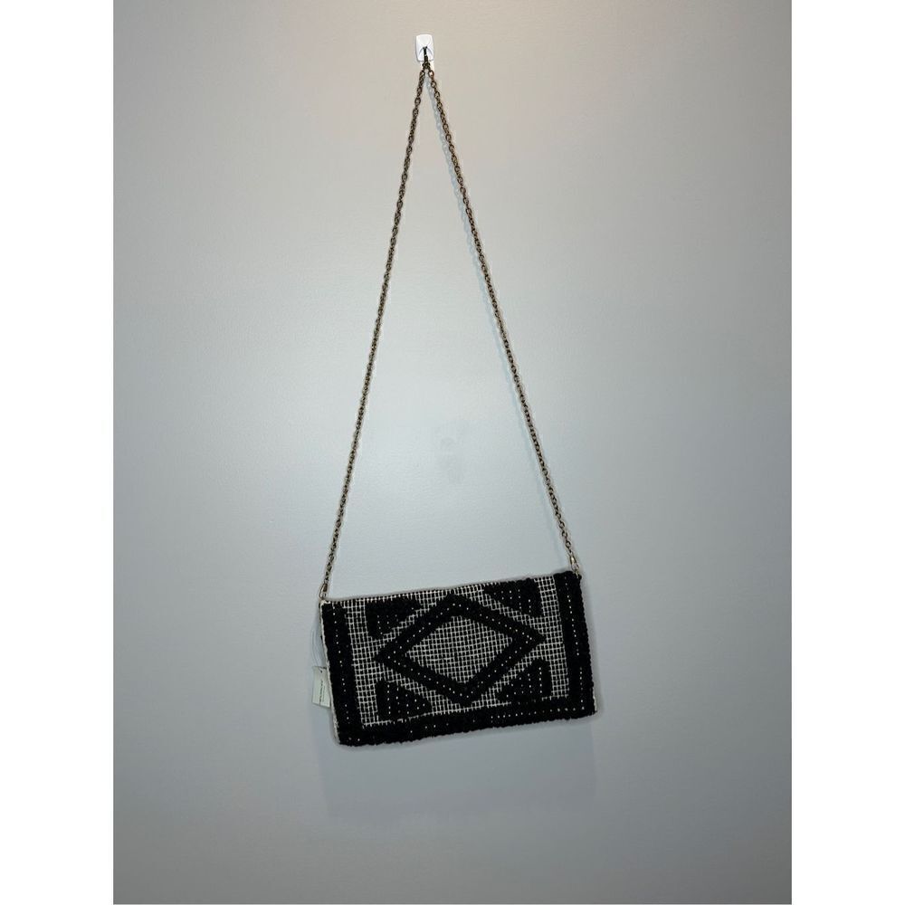 Francesca's Collections Black Beaded Crossbody Clutch